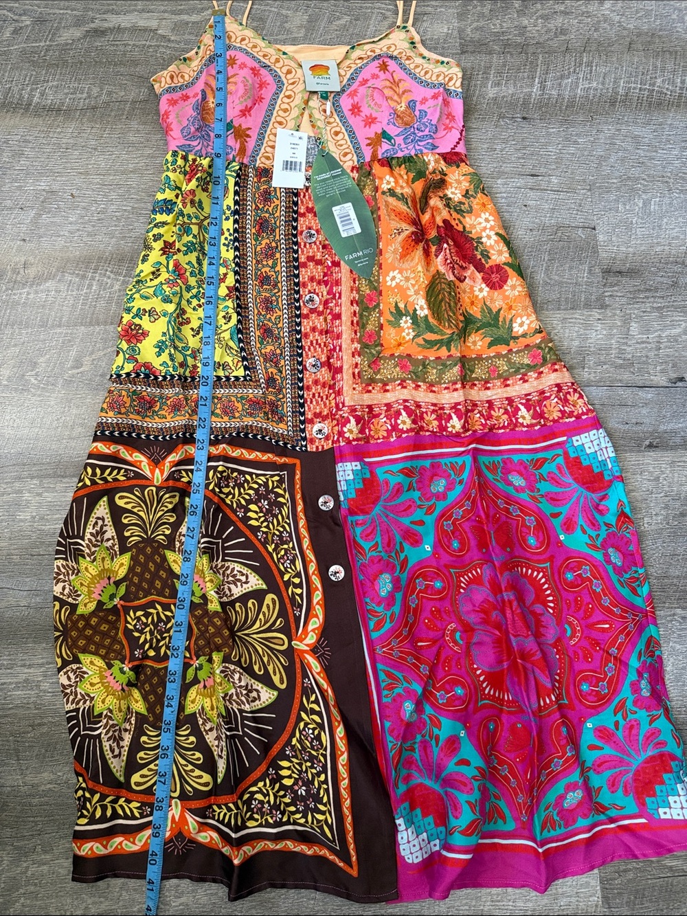 NWT Farm Rio Multicolor Mixed Scarves Midi Dress Size Medium - Picture 3 of 6